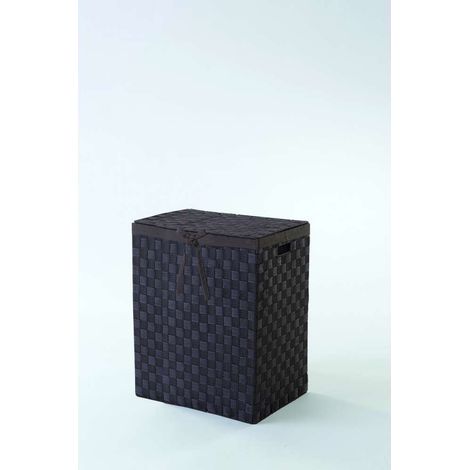 Compactor Tex Cesto Portabiancheria Quadrato con Coperchio, Cioccolato, Tessuto con Struttura in Metallo, Fodera in Lino Rimovibile, 38 x 25 x 60H cm, RAN6896