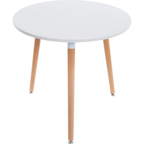 Table de cuisine table d'appoint ronde 3 pieds en bois clair Ø80 cm TAB10010 (1/4)
