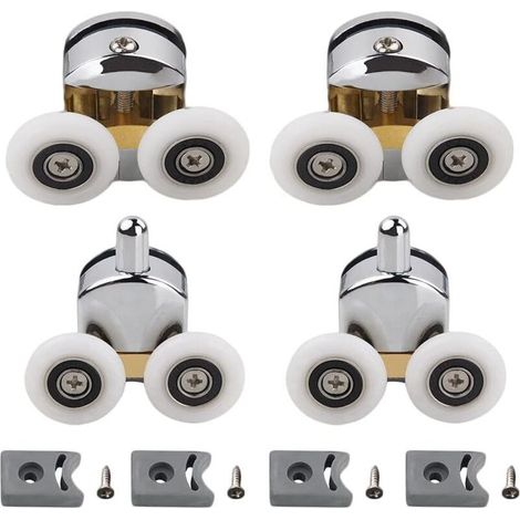Shower Door Rollers, Plastic Door Wheels, for DIY 4-6mm Glass, Diameter 23mm (2 Top Rollers & 2 Bottom Rollers) (23mm) (1/5)