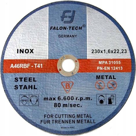 Disco da taglio per metalli 230 x 1,6 FALON TECH in acciaio inox