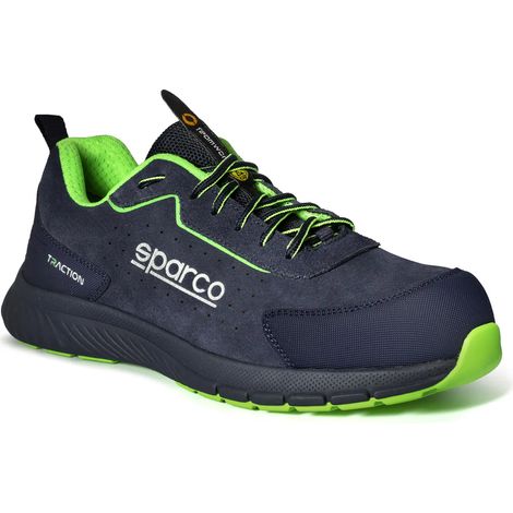 SPARCO SCARPE TRACTION SUEDE SATORU S1PS - Colore: Blue Marine / Verde Fluo - Taglia: 45 (1/4)
