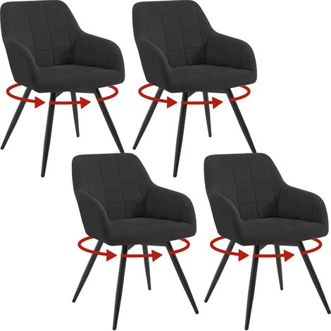 WOLTU - Sillón giratorio tapizado moderno (4 unidades), color negro (1/5)