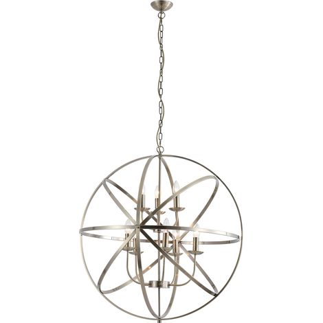 Suspension ORBIT 8L CAGE Arceaux métal laiton antique E14 8x60w diamètre 80cm (1/4)
