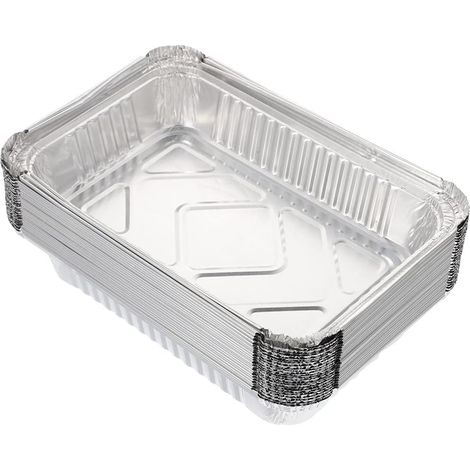 Lot de 20 bacs d'égouttage, plateaux à graisse jetables en aluminium pour barbecue, 21,6 x 15,2 cm. (1/5)