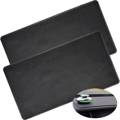 2 Pcs Tapis Anti-Glisse Voiture, 27 x 15 cm Tapis Antidérapant en SiliCône Mat Universel Support pour Smartphone Tablette - Tableau de Bord/Table de Bureau, Noir (1/4)