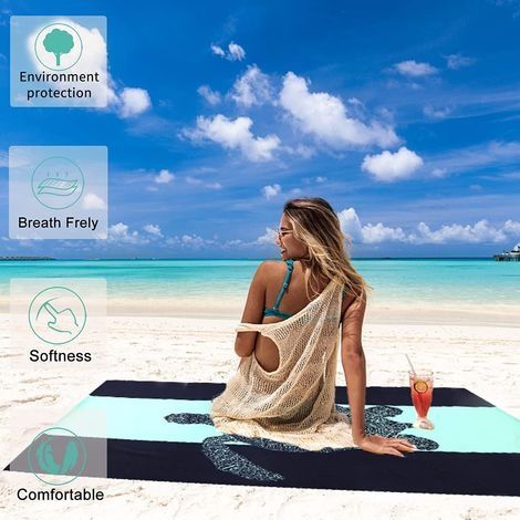 Sandabweisendes Mikrofaser-Strandtuch für Damen und Herren – Schwimmbadtuch, Stranddecke für Schwimmen und Sport, super saugfähig, 180 x 90 cm, Schildkrötenmuster (1/4)