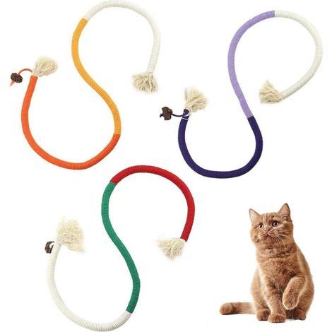 3pcs Cat Biting Rope Toys, Kitten Teething Chew Rope Toys, Cat Toys Biting Rope, Cat Clean Teeth And Release Stress Cat Biting Chew Rope (1/5)