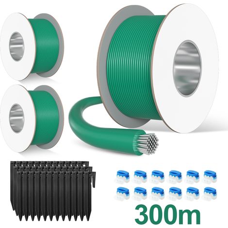 TolleTour Cavo perimetrale da 300 m per robot tosaerba con 1050 picchetti + 36 connettori per cavi per robot tosaerba