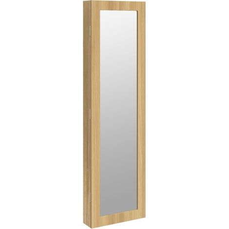 Mobiletto portagioielli mobile contenitore organizer per camera da letto spogliatoio bagno con specchio a parete 30 x 8,5 x 106 cm marrone 020022826