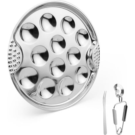 Set à escargots 12 trous avec pinces et fourchettes inox