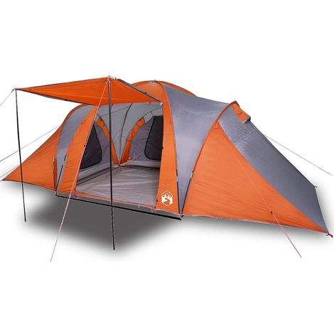 vidaXL Tienda familiar con cúpula impermeable 6 personas gris naranja (1/2)
