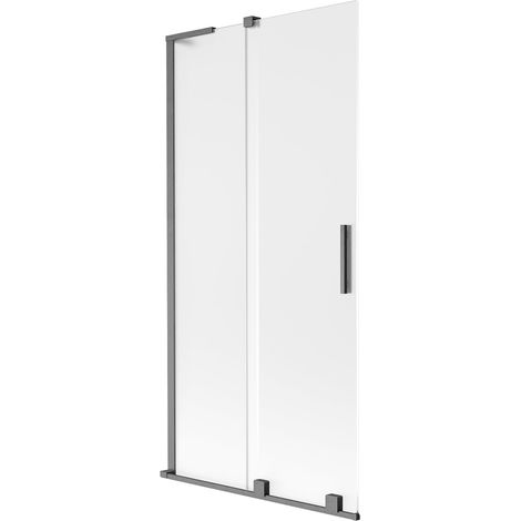 Mexen Velar L mampara de ducha corredera de 2 hojas 95 x 150 cm, escarchado, gris oscuro cepillado - 896-095-003-31-66 (1/5)
