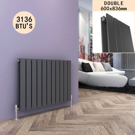 ELEGANT 600 x 836 mm Anthracite Horizontal Designer Radiator Double Column Flat Panel Radiator Heater (1/5)