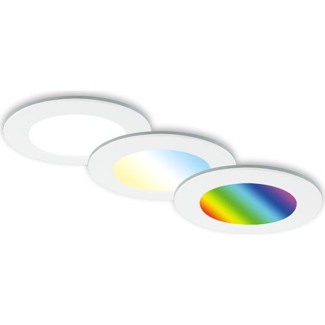 Set de 3 lampes LED encastrées au plafond, lampes encastrées RGB CCT, spot LED encastré salle de bain, spot encastré salle de bain IP65, noir, 92x45 mm (DxH), Blanc (1/5)