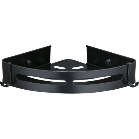 Etagere Douche sans Percage Adhésif Étagère de Rangement Douche Angle Organisateur Salle de Bain Noir Mat Aluminium Mural 2 Pièces Porte Gel Shampoing Douche (1/4)