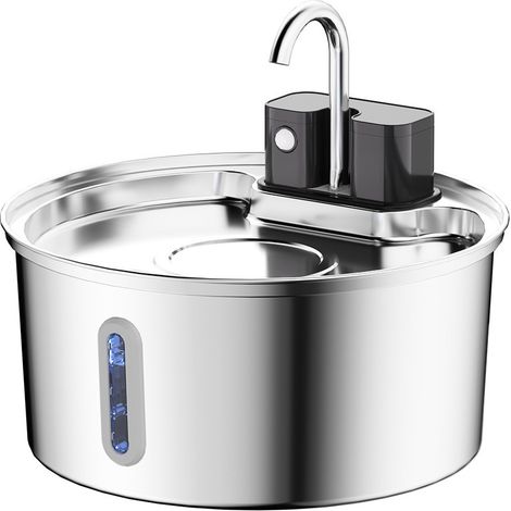 3,2 L Fontaine à eau sans fil pour chat Fontaine à eau pour chat en acier inoxydable Fontaine à eau pour chat avec filtre intégré et grand réservoir d'eau. (1/5)