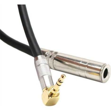 Câble audio adaptateur - - 3,5mm à 6,35mm - Angle droit - 30cm - Connecteurs plaqués or - Anti-brouillage (1/4)