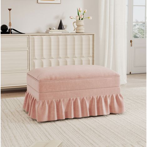 sofá chenilla rosa con faldón desmontable OKMYHOME (1/5)