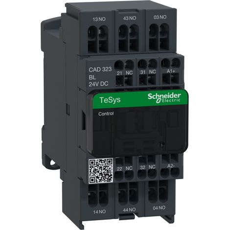 Contacteur TeSys CAD323 3 F plus 2 O instantané 10 A 24 V CC - CAD323BL (1/2)