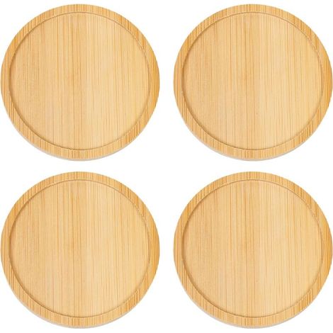 Ensemble de sous-verres en bois (4 pièces) - Sous-verres faits à la main, épais et résistants à la chaleur, adaptés aux bureaux, bars et fermes - Sous-verres en bambou naturel pour la protection du bu (1/5)