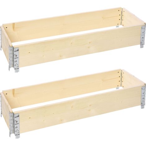 Garronda Carré Potager modulable en Bois Naturel 120x40x20 cm – Jardinière extérieure en palettes, empilable et Pliable, pour Jardin, Plantes, Fleurs, Herbes, Fruits et légumes GD-0141, 2 pièces