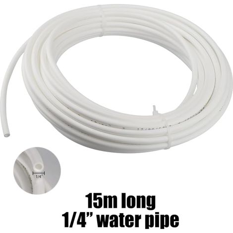 Kit di collegamento idrico per frigorifero da 15 m, comprensivo di tubo dell'acqua (6,35 mm) e accessori per sistemi a osmosi inversa, adatto per frigoriferi, sistemi a osmosi inversa e acquari (1/4)