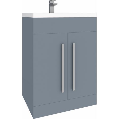 600mm Vanity Unit Sink Free Standing Flat Pack Painted Gloss Grey (1/5)