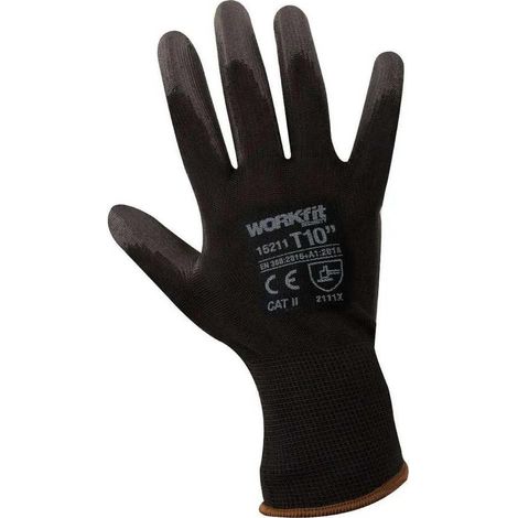 Handschuh Workfit Sicherheit Nylon Polyurethan schwarz Größe 8