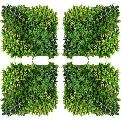 Mur végétal artificiel 12 panneaux 50 x 50 cm avec protection UV, brise-vue extérieur en polyéthylène, aspect réaliste pour jardin, balcon, terrasse - CHICFURN (1/5)