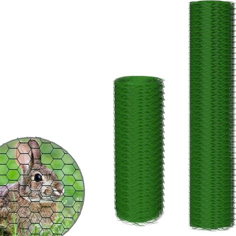 Gartenzaun Maschendraht 100cm x 25m Sechseckgeflecht Volierendraht Kaninchendraht Grün Drahtzaun Geflecht 25mm PVC-beschichtetes Gartendrahtnetz Grünen 6-Eckgeflecht Maschenzaun für Gartenzaun