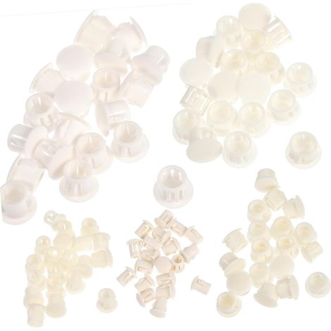 Baluue Lot de 100 bouchons à vis en nylon ronds blancs (1/5)