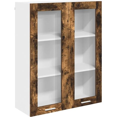 Armadio pensile moderno con ampio spazio di archiviazione 80 x 31 x 100 cm in legno multistrato rovere fumé 020053437