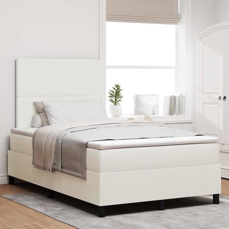LED Boxspringbett Creme und Weiß 120 x 200 cm Cordstoff