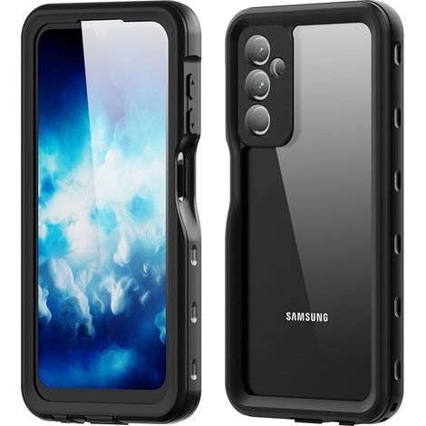 Funda impermeable IP68 para Samsung Galaxy A25 5G, color rojo pimiento, color negro.