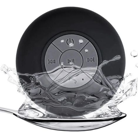 Noir, mini enceinte Bluetooth avec ventouse, étanche, micro intégré, portable pour douche, salle de bain (1/5)