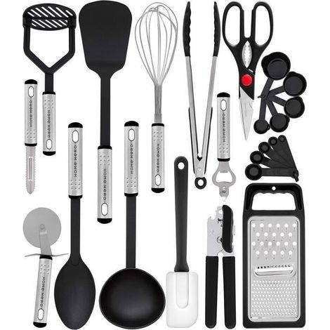 Ecleanfy - Ustensiles de Cuisine 23 Pcs Nylon Set de Cuisine - Ustensiles de Cuisine Inox Accesoire Cuisines-Lot Ustensile Cuisine Antiadhésif (1/4)