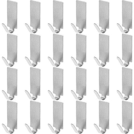 24 selbstklebende Haken aus Edelstahl zur Wandmontage, Handtuchhalter aus Edelstahl für Küche, Bad und Balkon (1/5)