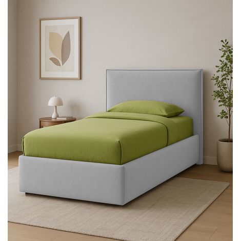 letto singolo con contenitore "zoom" rivestito in tessuto perla 90x190 cm (1/4)