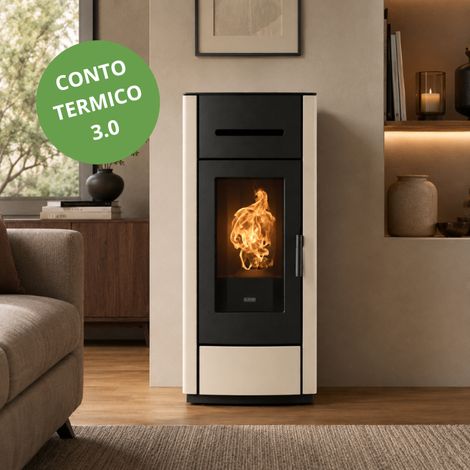 Stufa a pellet ad aria con wifi Klover Kros 80s da 8.2 kW avorio (1/4)