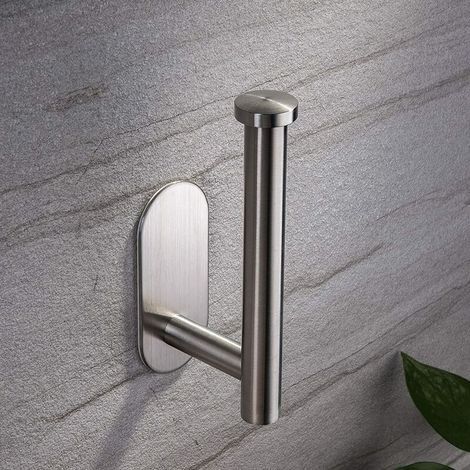 Porte-papier toilette adhésif sans perçage – Support en acier inoxydable brossé, installation facile, design moderne pour salle de bain (1/4)