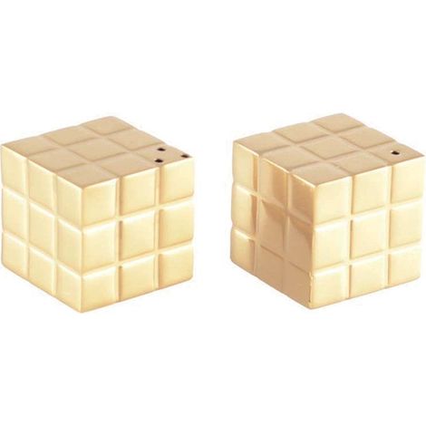 Duo Salière et Poivrière Design Rubik's Cube en Acier Doré pour Table et Cuisine 3x3x3 cm - PANGIVO (1/3)
