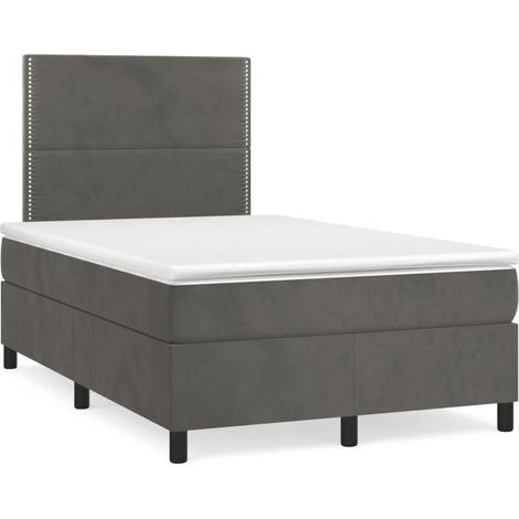 Maison Exclusive - Cama box spring con colchón terciopelo gris os (1/5)