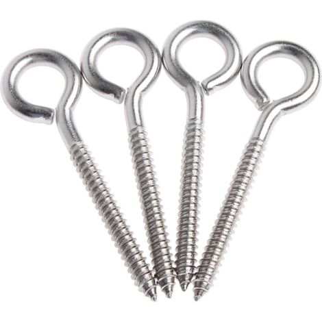 Eye Screw - M8 Stainless Steel Screw Eye - 115 mm Length - 70 mm Thread - 18.8 mm Inner Diameter - For Wood Concrete PVC - 4 Pcs (1/5)