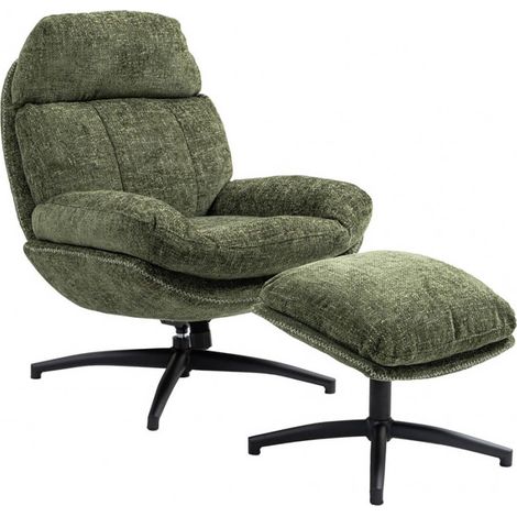 Altobuy – Fauteuil pivotant inclinaison réglable avec repose-pieds en tissu polyester – Hauteur d'assise 47 cm – Densité assise 30 kg/m3 (1/4)