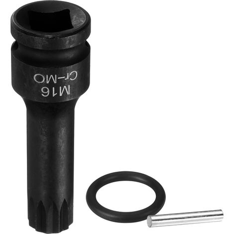 Douille Hexagonale À Choc, Douille Triple Carré M16 À Embout 1/2" 16mm Acier CR-MO Douilles 12 Points Triple Carré Avec Goupille Joint Torique Pour Adaptateurs Perceuses (1/5)