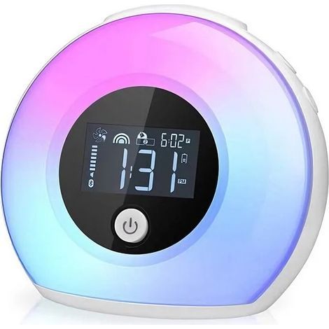 Radio Réveil Matin avec Effets Lumineux 3 Sons Naturels. 5 Lumières Colorées. Design Compact. Batterie Rechargeable USB. Éclairage Progressif pour un Réveil Doux (1/5)