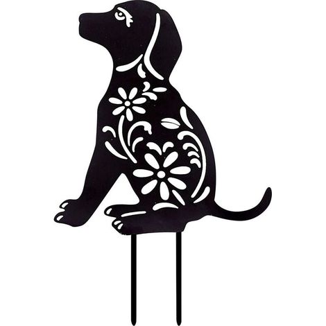 MUMU Outdoor Crafted Acrylic Dog Style Plug-in Garden Decoration Ornaments (Black)