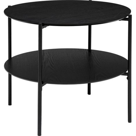 Kaffeetisch rund Kemi Walnussfurnier & Metall - schwarz - D.63 -2 cm - Atmosphera créateur d'intérieur (1/3)