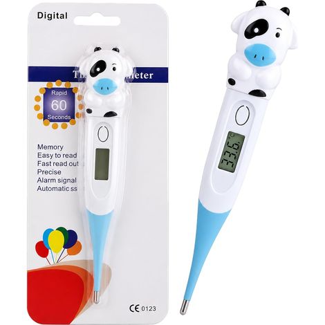 Vache Thermomètre Digital Bébé avec Embout Flexible Design Animal, Mesure Rapide, Pour Enfant et Adulte, Électronique, Flexible (1/5)