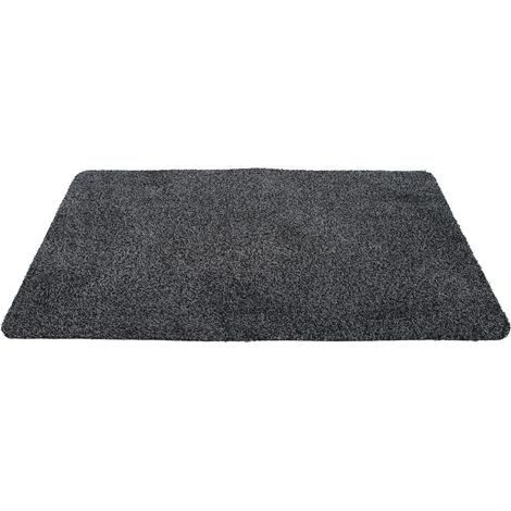 Paillasson intérieur INDIAN 100% Coton Naturel absorbant et lavable en machine 60x100cm Anthracite (1/5)